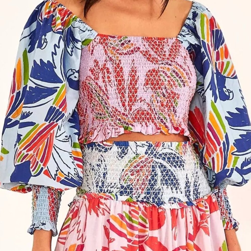 Farm Rio Mixed Color Birds Crop Top